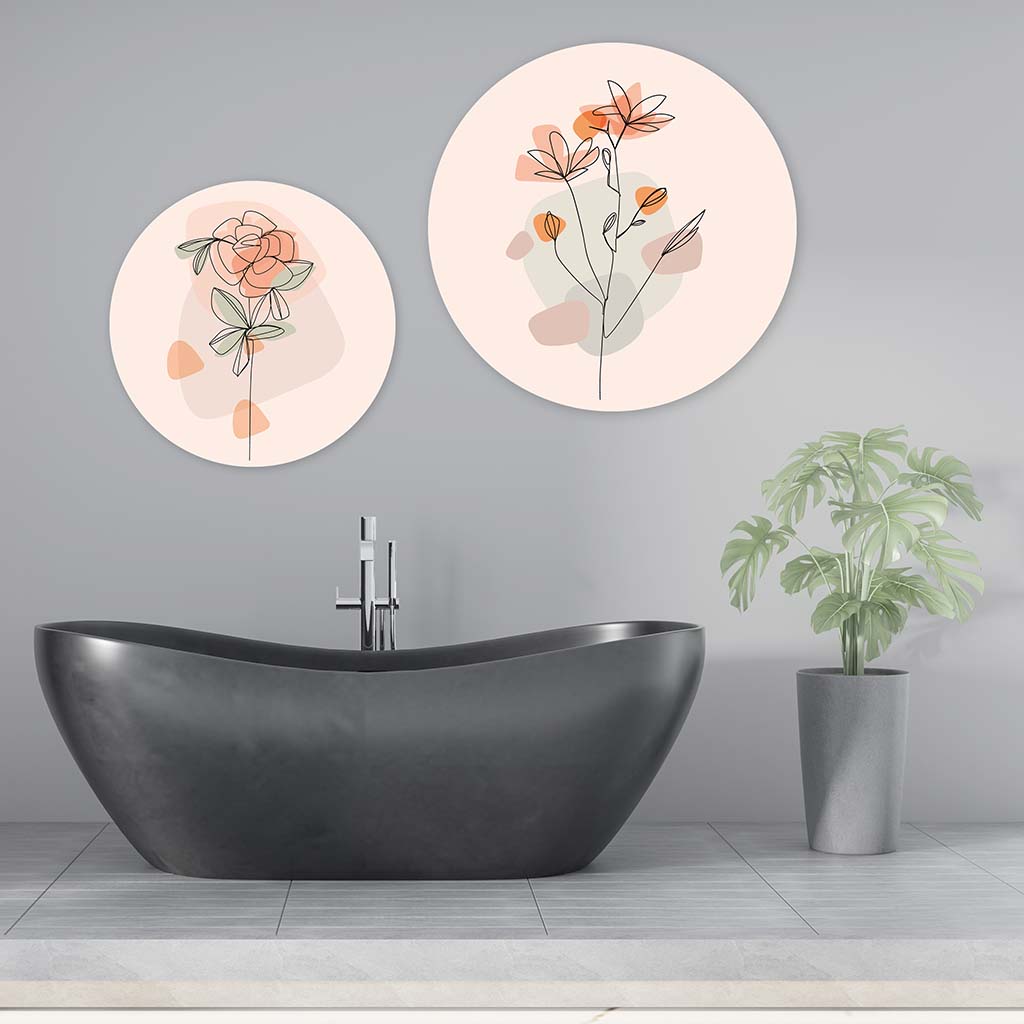line-art muurcirkels voor in de badkamer