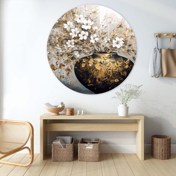 Muurcirkel bloemen Blooming gold