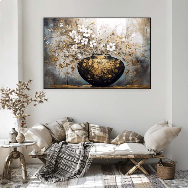 Artframe met bloemen schilderij Blooming gold