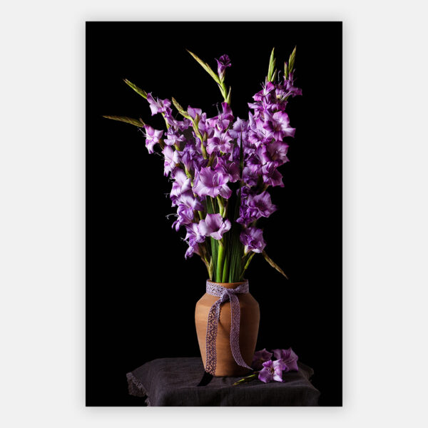 Schilderij Stilleven Gladiolen in vaas