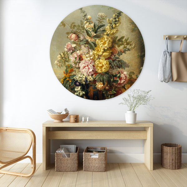 Muurcirkel grote vaas met bloemen - Mirabent