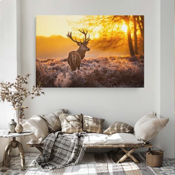 Canvas schilderij Hert zonsopgang