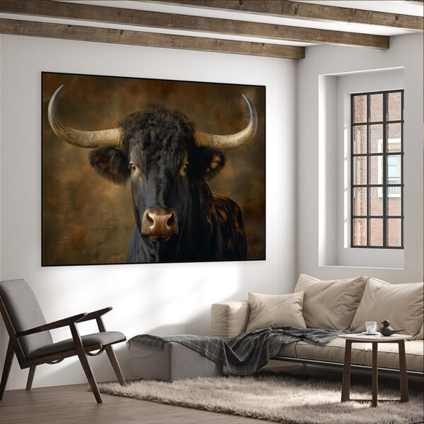 schilderij stier in artframe