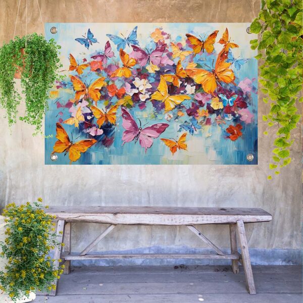 Tuinposter schilderij kleurige vlinders