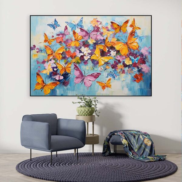 Artframe met schilderij kleurige vlinders