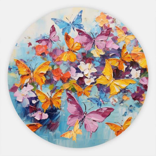 Muurcirkel schilderij kleurige vlinders