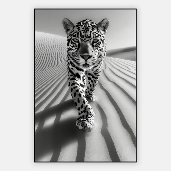 schilderij luipaard zwart wit in artframe