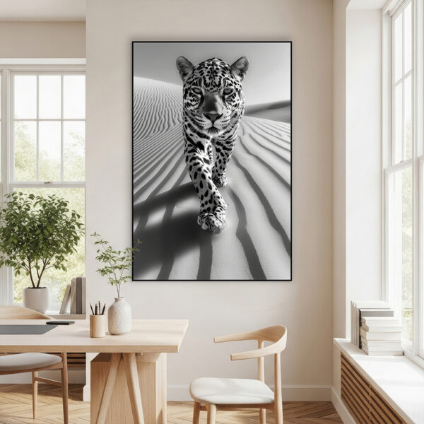 schilderij luipaard zwart wit in artframe