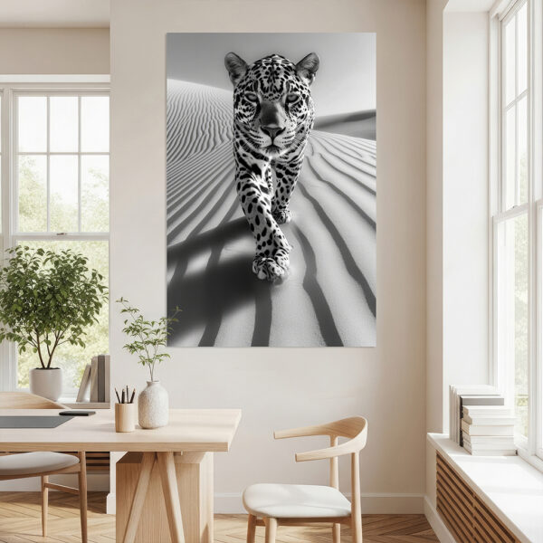 schilderij luipaard zwart wit