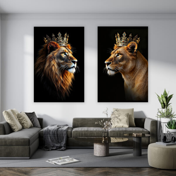 Schilderij leeuw en leeuwin - Majestic couple