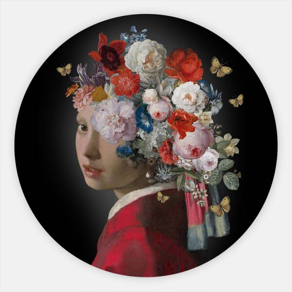 Muurcirkel Meisje met de parel - the red version