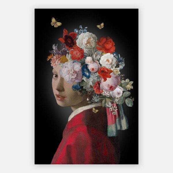 Schilderij Meisje met de parel - the red version