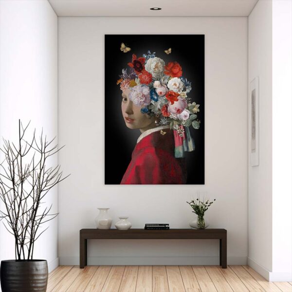 Schilderij Meisje met de parel - the red version