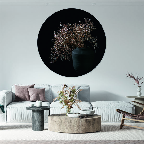 Muurcirkel witte bloemen - pure simplicity