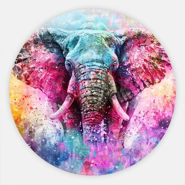 Muurcirkel Rainbow giant - kleurrijke olifant