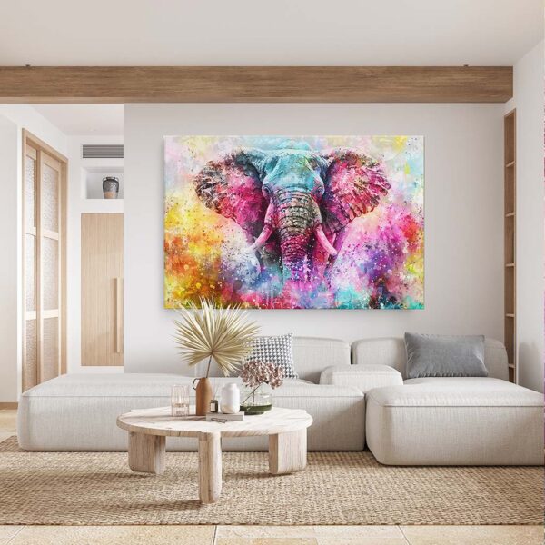 Canvas Schilderij Rainbow giant - kleurrijke olifant