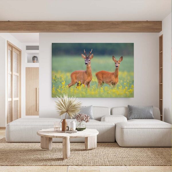 Canvas schilderij Ree hertjes in de natuur