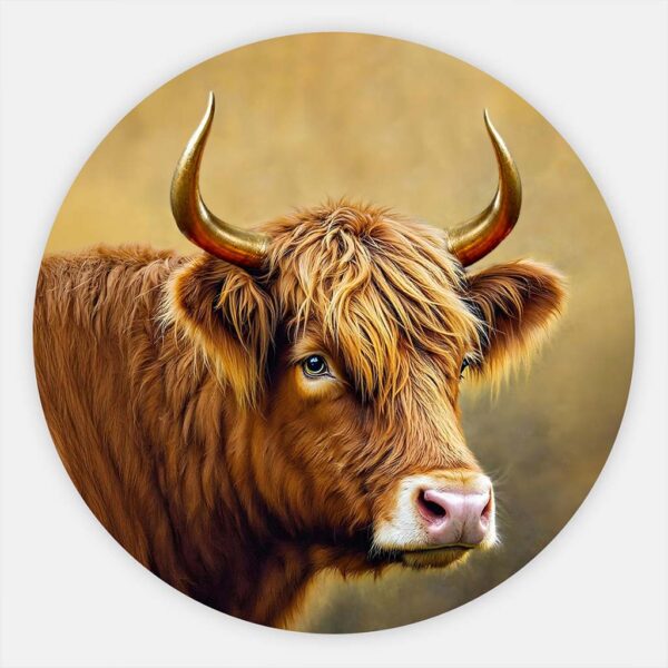 Muurcirkel Schotse Hooglander met gouden hoorns