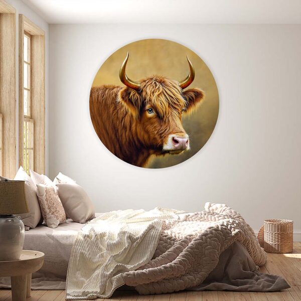 Muurcirkel Schotse Hooglander met gouden hoorns