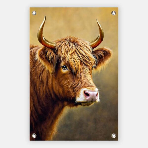 Tuinposter Schotse hooglander met gouden hoorns