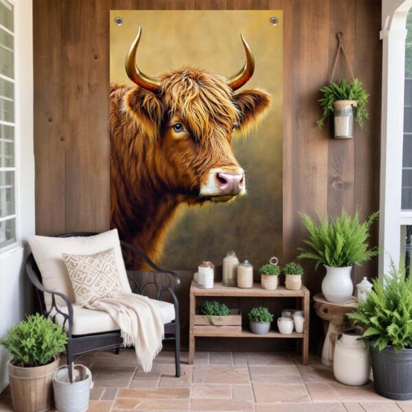 Tuinposter Schotse hooglander met gouden hoorns