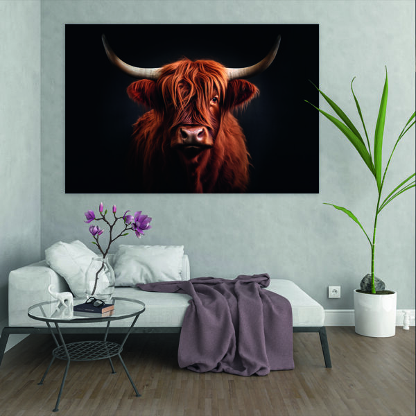 Schilderij schotse hooglander roodbruine kleur