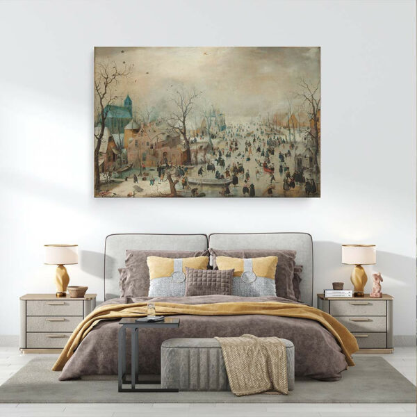Winterlandschap-met-schaatsers-Hendrick-Avercamp-ca-1608-canvas-binnen-sfeer.jpg