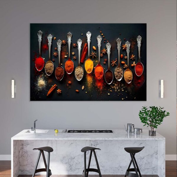 Zilveren lepels met kruiden schilderij