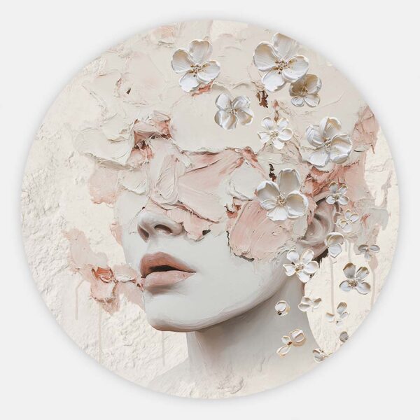 Rond schilderij vrouw