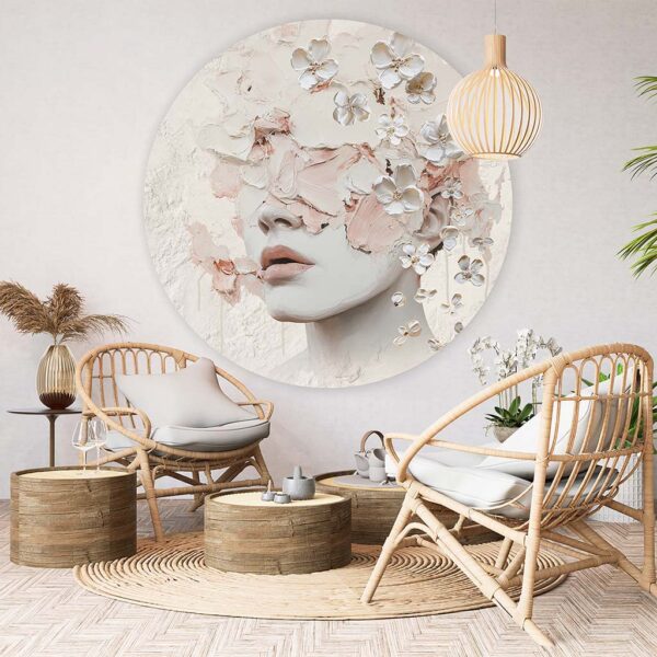 Rond schilderij vrouw